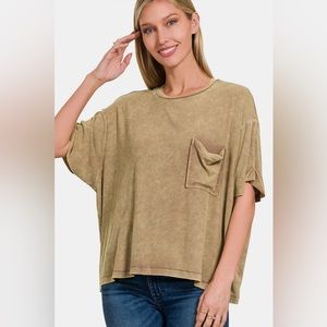 Zenana Ribbed Round Neck Drop Shoulder T-Shirt